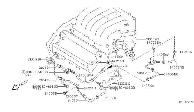 2000 Nissan Maxima Water Hose & Piping Diagram 2