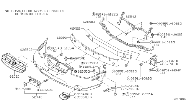 2003 Nissan Maxima Front Bumper Diagram 2