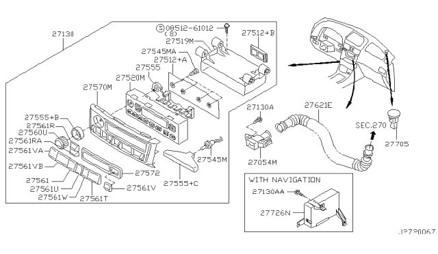 2001 Nissan Maxima Button-Auto Air Conditioner Diagram for 27561-2Y960