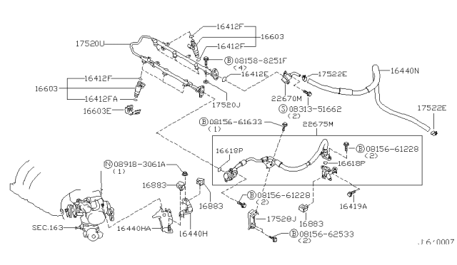 2000 Nissan Maxima Holder-Fuel Pipe Diagram for 17106-2Y004