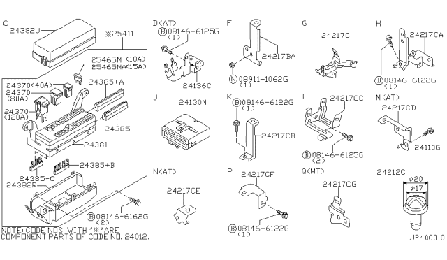 2000 Nissan Maxima Bracket-Harness Clip Diagram for 24239-2Y014