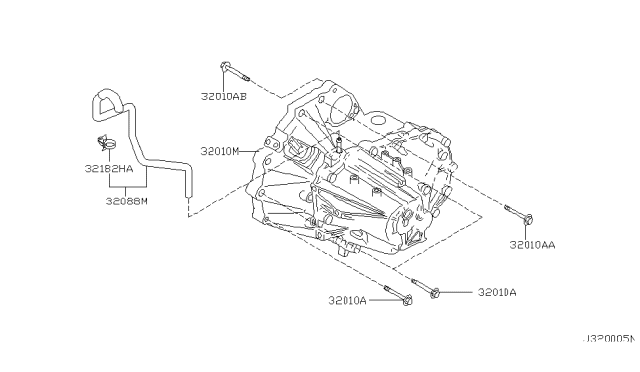 2002 Nissan Maxima Manual Transmission, Transaxle & Fitting Diagram