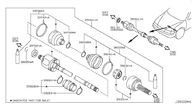 2003 Nissan Maxima Front Drive Shaft (FF) Diagram 4