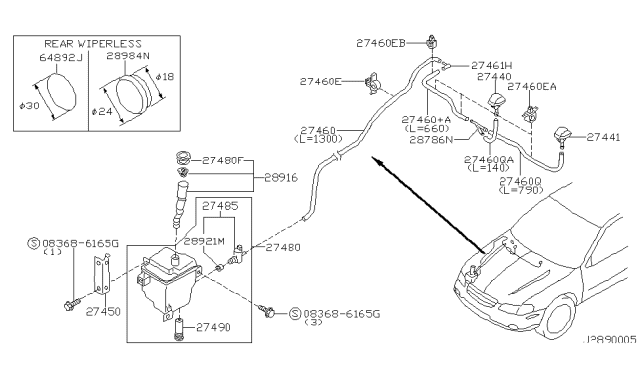 2000 Nissan Maxima Tank Assy-Windshield Washer Diagram for 28910-41U00