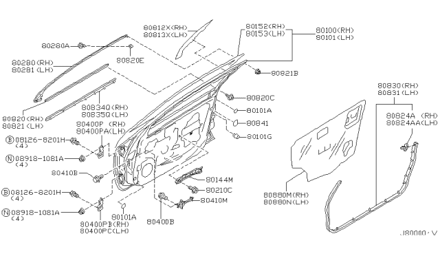 2001 Nissan Maxima Front Door Panel & Fitting Diagram 3