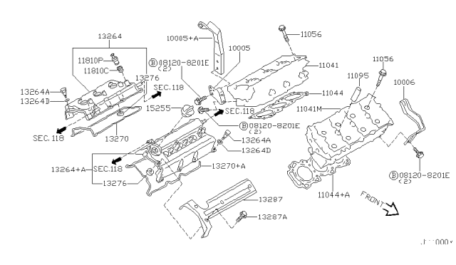 2001 Nissan Maxima Cylinder Head & Rocker Cover Diagram 1