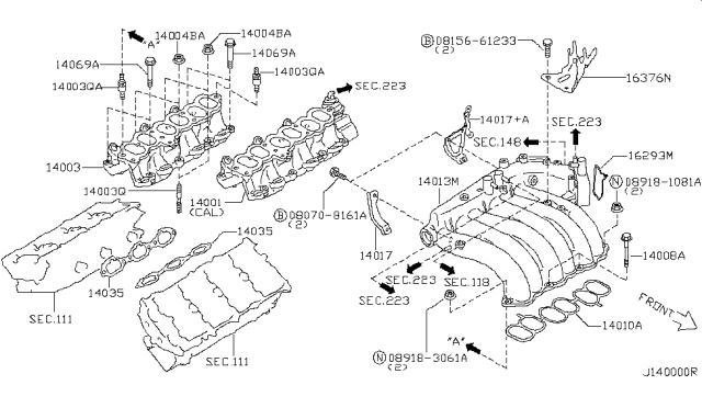 2000 Nissan Maxima Manifold-Intake Diagram for 14003-2Y900