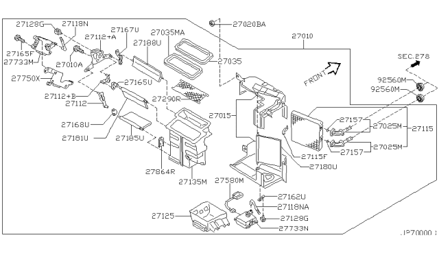 2000 Nissan Maxima Heater & Blower Unit Diagram 7