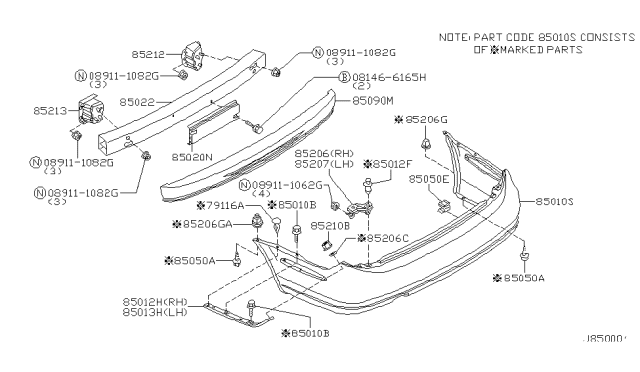 2001 Nissan Maxima Rear Bumper Diagram 2