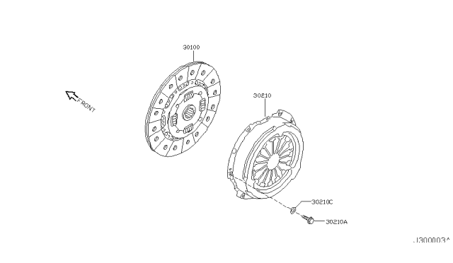 2001 Nissan Maxima Cover Assembly-Clutch Diagram for 30210-89F00