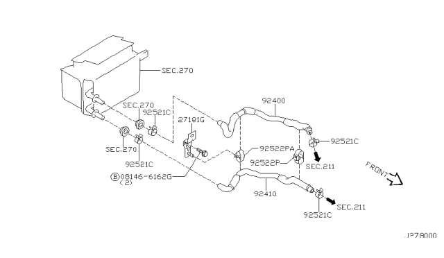 2003 Nissan Maxima Hose-Heater,Inlet Diagram for 92400-5Y700