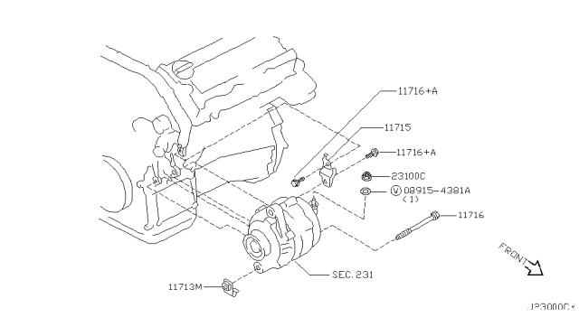 2001 Nissan Maxima Bolt Diagram for 11916-31U01