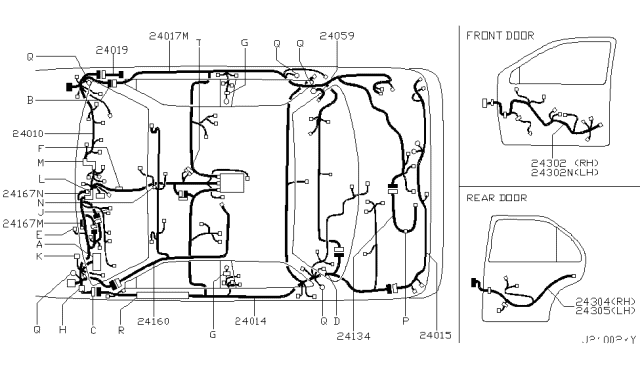 2002 Nissan Maxima Harness Assy-Instrument Sub Diagram for 24018-5Y701