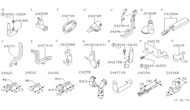 2002 Nissan Maxima Bracket-Harness Clip Diagram for 24239-4Y900