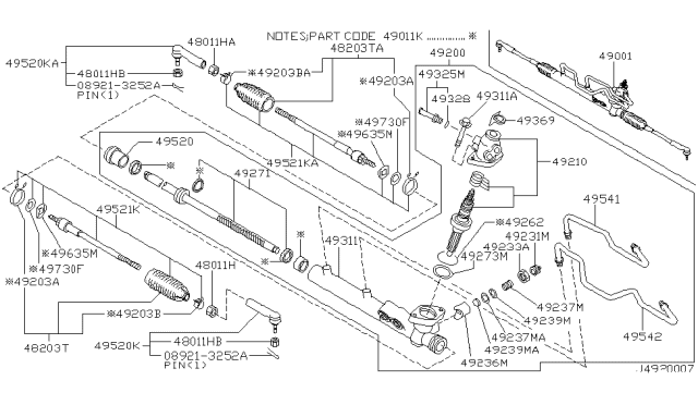 2000 Nissan Maxima Socket Kit Tie Rod Inner Diagram for 48521-2Y425