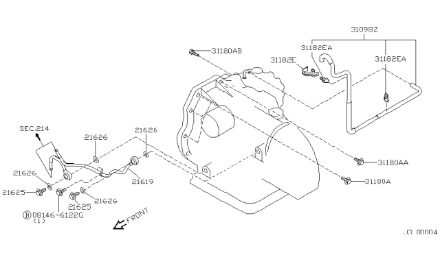 2001 Nissan Maxima Auto Transmission,Transaxle & Fitting Diagram 3