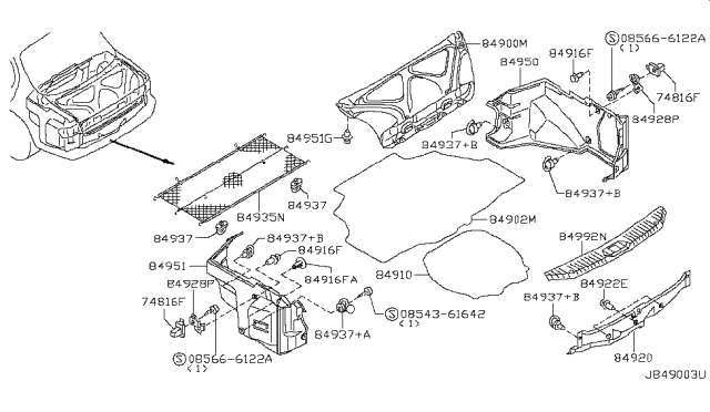 2000 Nissan Maxima Trunk & Luggage Room Trimming Diagram 2