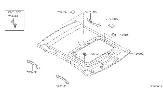 2000 Nissan Maxima Clip Diagram for 73998-2Y000