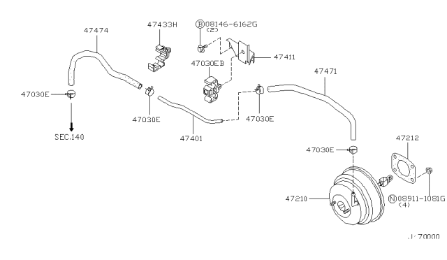 2002 Nissan Maxima Bracket Diagram for 47411-2Y900