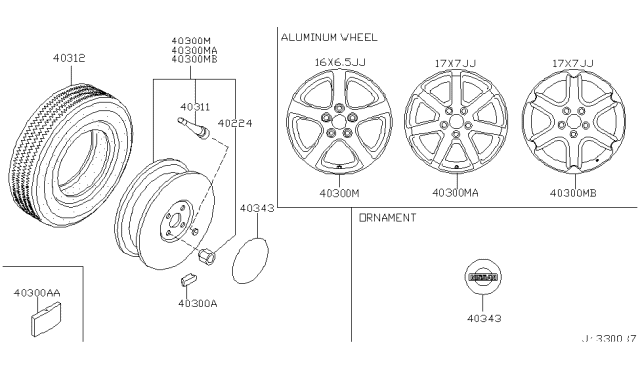 2002 Nissan Maxima Road Wheel & Tire Diagram 1