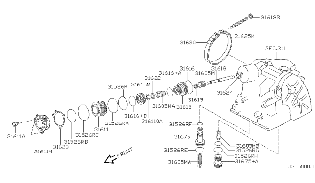 2002 Nissan Maxima Clutch & Band Servo Diagram 5