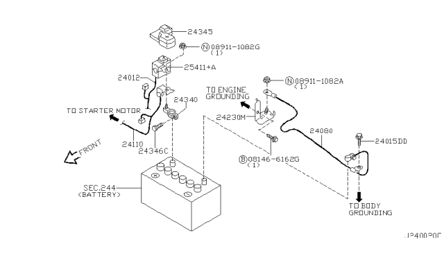 2003 Nissan Maxima Terminal-Relay Diagram for 24345-AD004