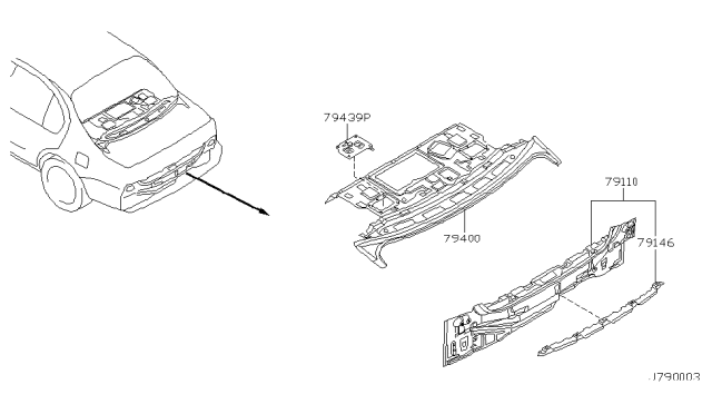 2002 Nissan Maxima Rear,Back Panel & Fitting Diagram 1