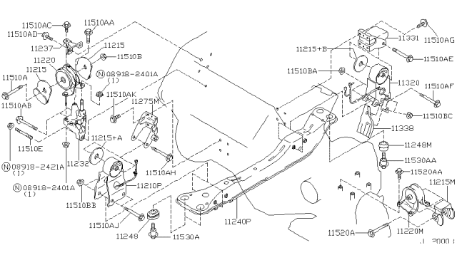 2002 Nissan Maxima Engine & Transmission Mounting Diagram 1