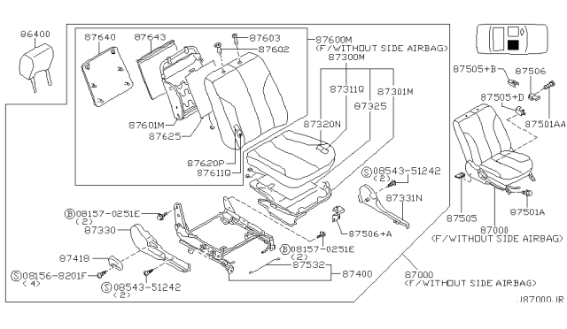 2001 Nissan Maxima Front Seat Diagram 10