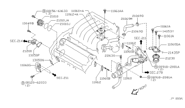 2001 Nissan Maxima Connector Diagram for 14075-2Y000