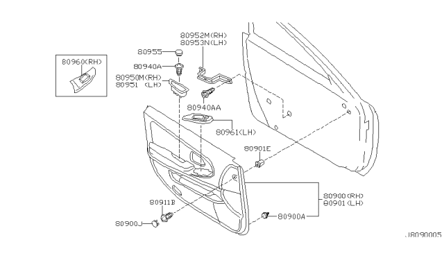 2000 Nissan Maxima Front Door Trimming Diagram