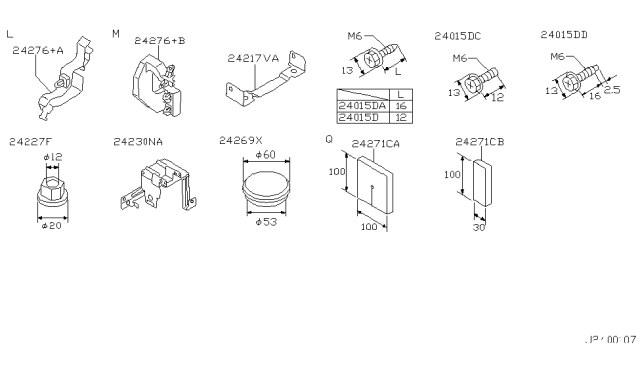 2000 Nissan Maxima Bracket-Harness Clip Diagram for 24239-2Y070