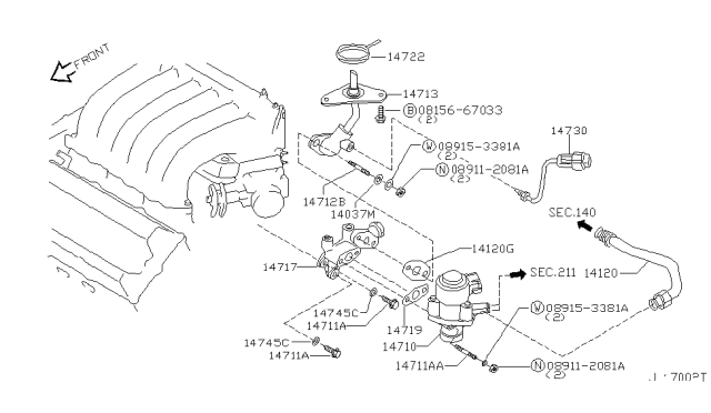 2000 Nissan Maxima Bolt-Washer Diagram for 14895-2Y505