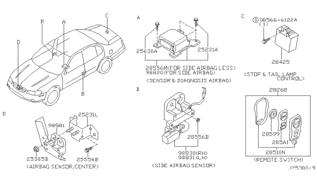 2003 Nissan Maxima Print Board Assembly-Remote Diagram for 285A1-5Y701