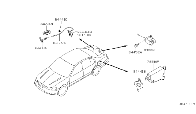 2001 Nissan Maxima Wire-Trunk Lid Diagram for 84692-4Y900