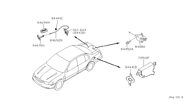 2001 Nissan Maxima Actuator Assy-Fuel Lid Opener Diagram for 78850-5Y700