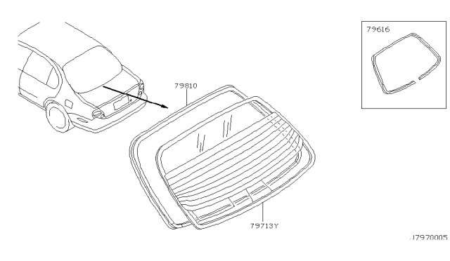 2000 Nissan Maxima Glass-Back Window Diagram for 79712-2Y904