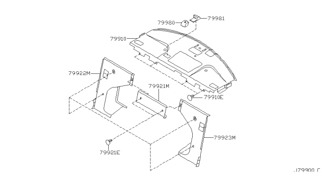 2002 Nissan Maxima Rear & Back Panel Trimming Diagram