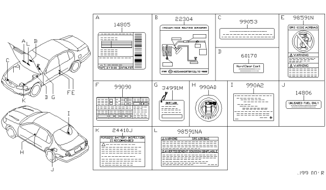 2001 Nissan Maxima Placard-Tire Limit Diagram for 99090-2Y400