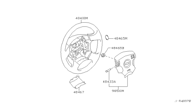 2001 Nissan Maxima Steering Wheel Assembly W/O Pad Diagram for 48430-4Y913