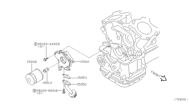 2001 Nissan Maxima Oil Strainer Assembly Diagram for 15050-31U00