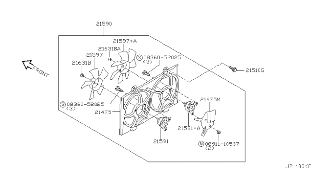 2001 Nissan Maxima Radiator,Shroud & Inverter Cooling Diagram 4