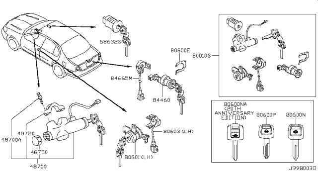 2000 Nissan Maxima Key Set & Blank Key Diagram 2