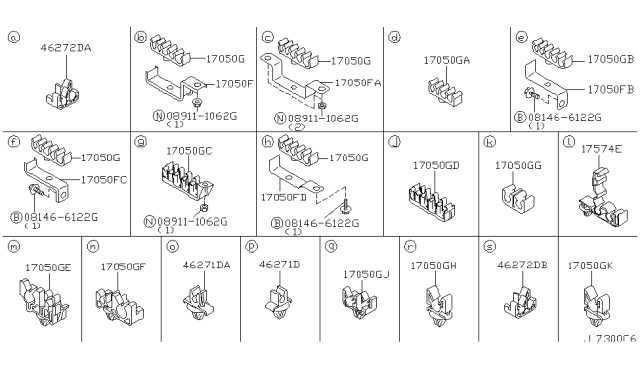 2001 Nissan Maxima Clamp Diagram for 17571-2Y920