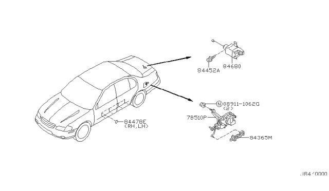 2002 Nissan Maxima Lock Assy-Fuel Filler Lid Diagram for 78827-5L300