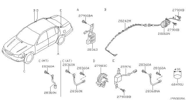 2002 Nissan Maxima Wire-Bonding Diagram for 28360-79B00