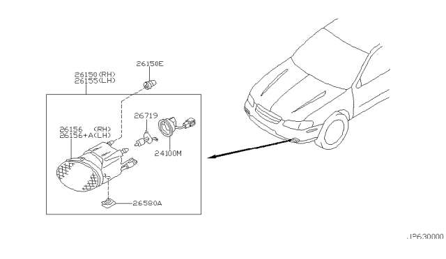 2000 Nissan Maxima Lamp Assembly-Fog,LH Diagram for 26155-2Y925