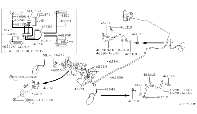 2003 Nissan Maxima Brake Piping & Control Diagram 4