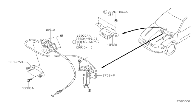 2000 Nissan Maxima Controller Assy-ASCD Diagram for 18930-2Y910