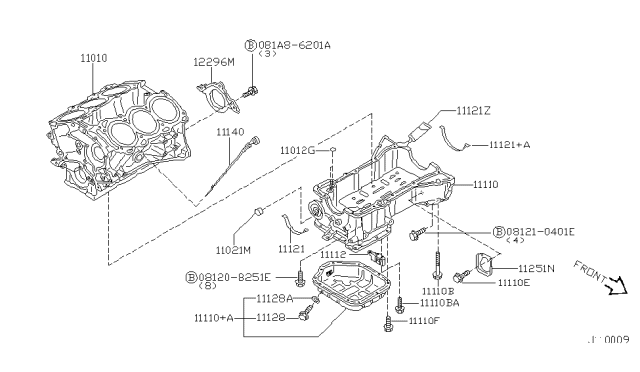 2001 Nissan Maxima Cylinder Block & Oil Pan Diagram 2